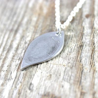 Silver leaf fingerprint pendant