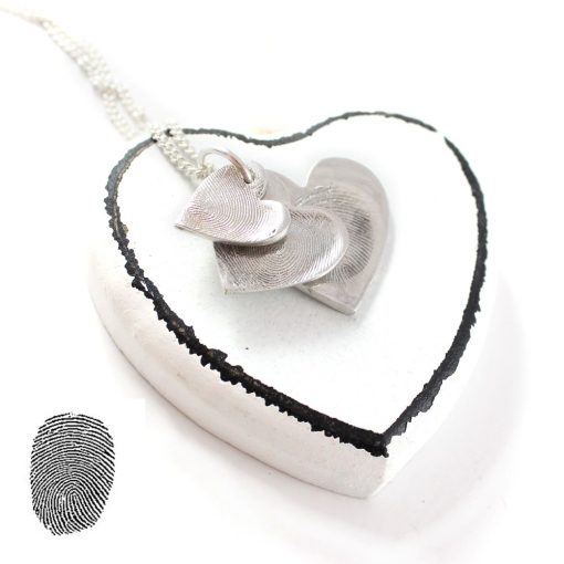 Silver fingerprint Cascade Necklace