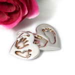 Silver heart hand & footprint jewellery