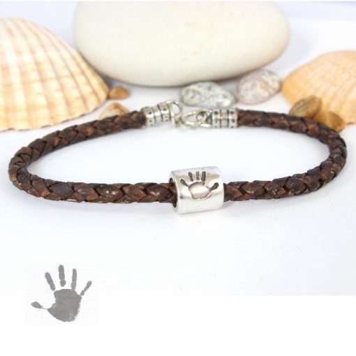 gents leather bracelet & Hand Print Bead