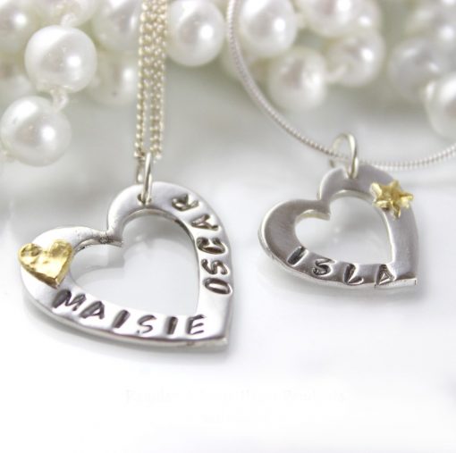 personalised silver & gold heart
