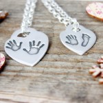 Silver Handprint Tiffany Hearts