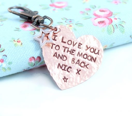 Personalised Copper Heart key ring