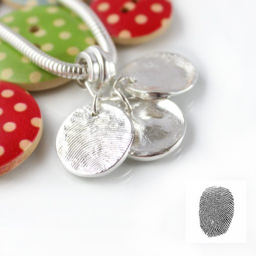 Silver fingerprint charms for pandora