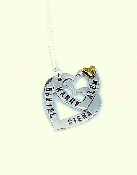 personalised silver cascade heart necklace