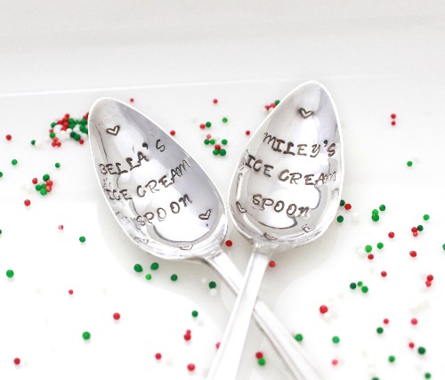 personalised Vintage silver plated child's ice cream spoon