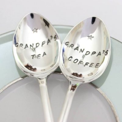 A perfect pressie for somebody special or a couple, a pair of personalised silver plated tea spoons hand stamped with your message!