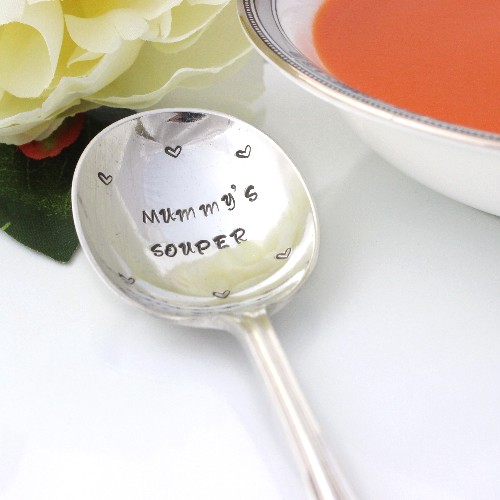 personalised silver plated soup spoon