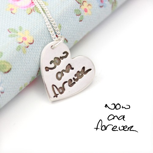 silver handwriting and signature pendant by impressions to keep