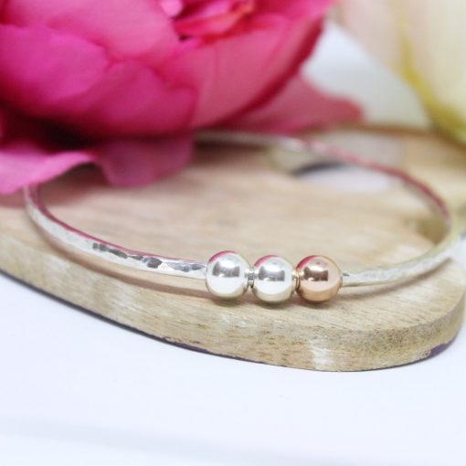 Personalised Bangle with silver & gold beads