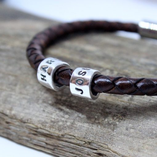 gents bracelet with silver name beads