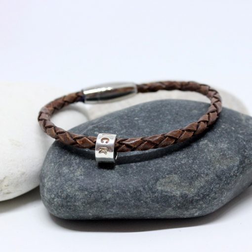 gents leather bracelet and name bead,my name bracelet